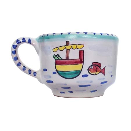 Tazza Smaltata Per Pescatore 300ml | Idea Regalo Originale Per Appassionati Di Pesca | Bicchiere Infrangibile Con Frasi In Tedesco, Bianco/Nero